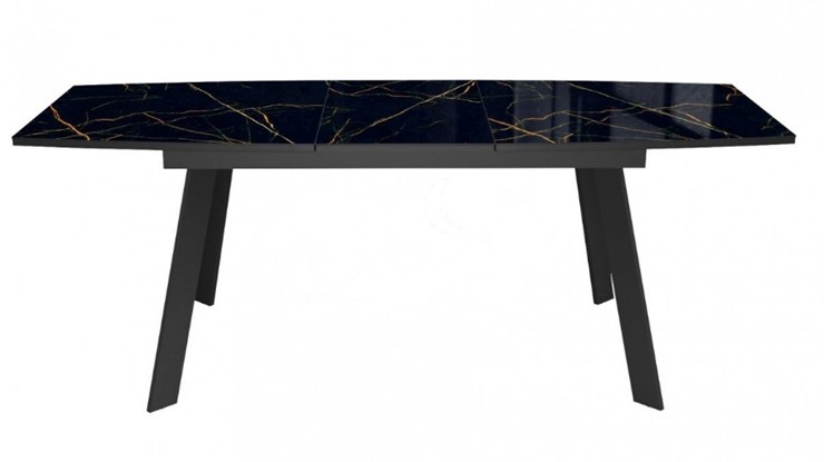 Кухонный стол раскладной Dikline XLS160 мрамор черный глянец/ножки черные в Вологде - изображение 1