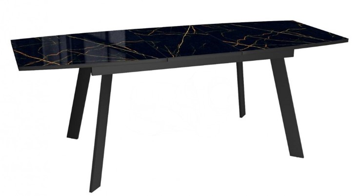 Кухонный стол раскладной Dikline XLS160 мрамор черный глянец/ножки черные в Вологде - изображение 3