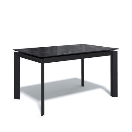 Обеденный раздвижной стол DT1400 (черный/стекло камень черный сатин) в Вологде - изображение