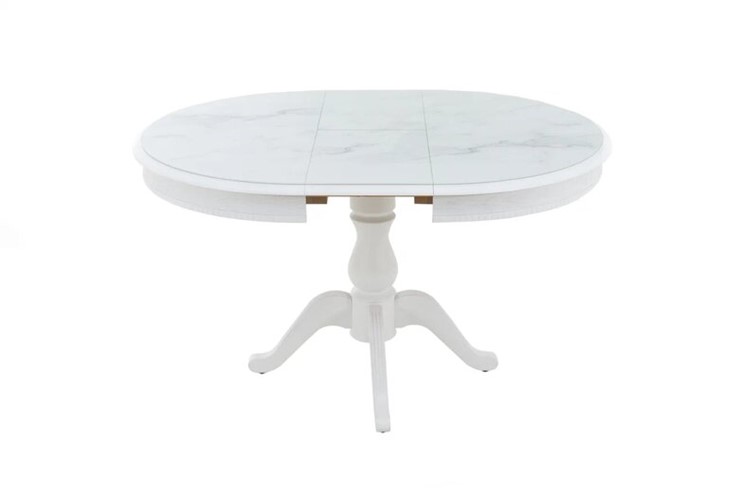 Кухонный стол раскладной Фабрицио-1 Glass, Круг 1000, Фотопечать (Мрамор №1) в Вологде - изображение 2