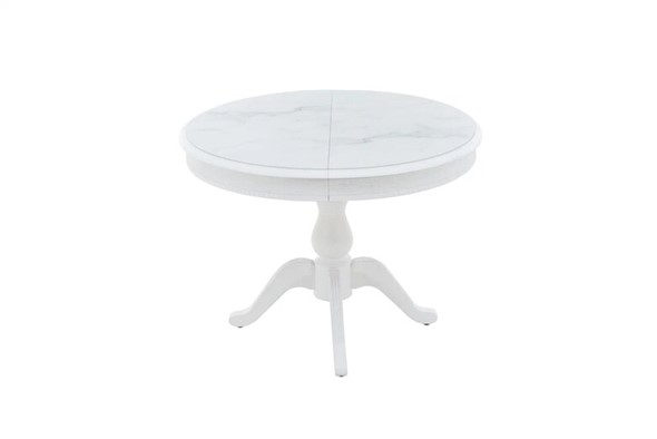 Кухонный стол раскладной Фабрицио-1 Glass, Круг 1000, Фотопечать (Мрамор №1) в Вологде - изображение