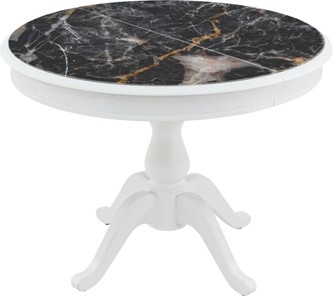 Кухонный раскладной стол Фабрицио-1 Glass, Круг 1000, фотопечать (Мрамор 10) в Вологде - предосмотр