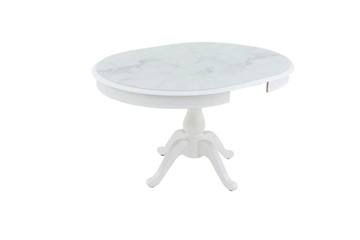 Кухонный стол раскладной Фабрицио-1 Glass, Круг 1000, фотопечать (Мрамор 12) в Вологде - предосмотр 2