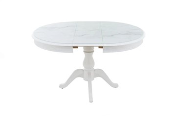 Кухонный стол раскладной Фабрицио-1 Glass, Круг 1000, фотопечать (Мрамор 12) в Вологде - предосмотр 3