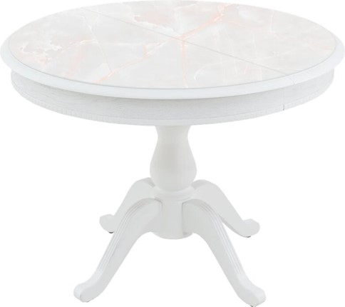 Кухонный раздвижной стол Фабрицио-1 Glass, Круг 1000, фотопечать (Мрамор 7) в Вологде - изображение