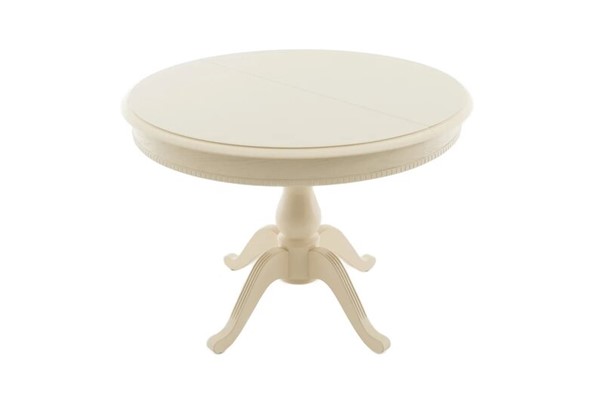 Кухонный стол раздвижной Фабрицио-1 Glass Круг 820, (Тон 10 - Слоновая кость + Молочное) в Вологде - изображение