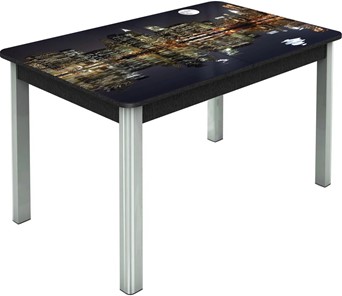 Кухонный стол раздвижной Гамбург исп.1 ноги метал. крашеные №23, Фотопечать (Города №8) в Вологде