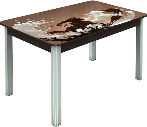 Кухонный стол раскладной Гамбург исп.1 ноги метал. крашеные №23, Фотопечать (Кофе №18) в Вологде - изображение