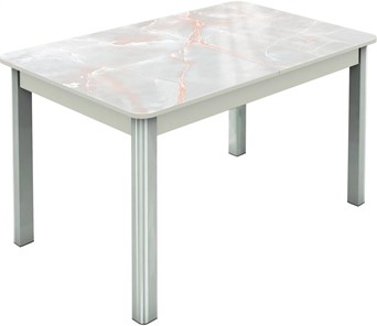 Кухонный стол раскладной Гамбург исп.1 ноги метал. крашеные №23, Фотопечать (Мрамор №7) в Вологде