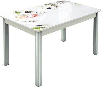 Кухонный стол раскладной Гамбург исп.2 ноги метал. крашеные №23, Фотопечать (Цветы №31) в Вологде - предосмотр