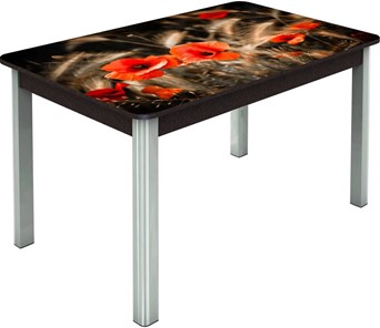Кухонный стол раздвижной Гамбург исп.2 ноги метал. крашеные №23, Фотопечать (Цветы №38) в Вологде - предосмотр