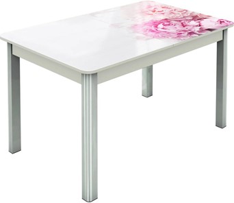 Кухонный раскладной стол Гамбург исп.2 ноги метал. крашеные №23, Фотопечать (Цветы №49) в Вологде - предосмотр