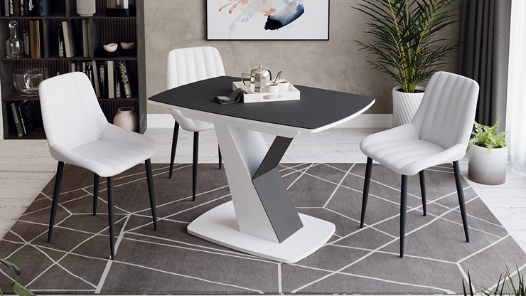 Кухонный стол раздвижной Гарда тип 1, цвет Белый/Стекло матовое черный графит в Вологде - изображение 2