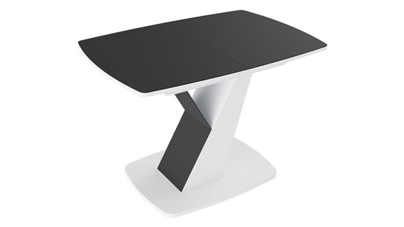 Кухонный стол раздвижной Гарда тип 1, цвет Белый/Стекло матовое черный графит в Вологде - изображение