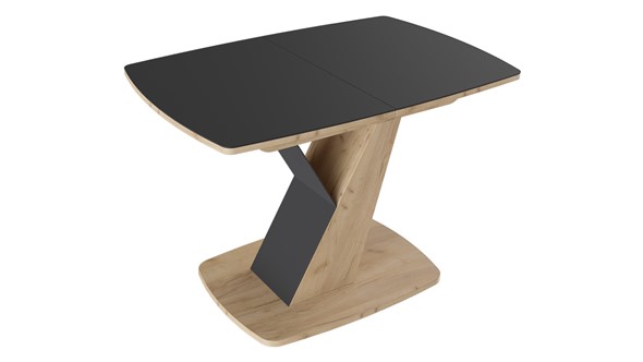Кухонный раскладной стол Гарда тип 1, цвет Дуб крафт золотой/Стекло матовое черный графит в Вологде - изображение