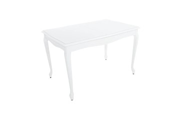 Кухонный раздвижной стол Кабриоль GLASS 1200х800, (Тон 9 - Эмаль белая + Белое стекло) в Вологде - предосмотр
