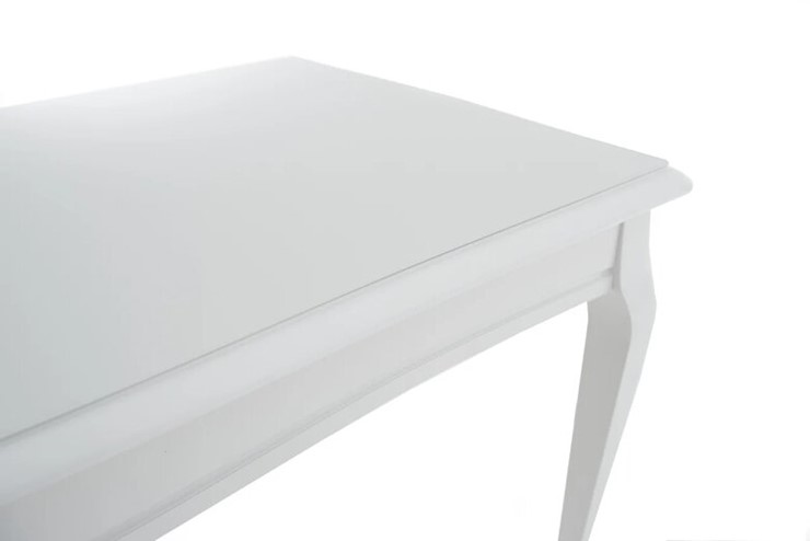 Кухонный раздвижной стол Кабриоль GLASS 1200х800, (Тон 9 - Эмаль белая + Белое стекло) в Вологде - изображение 5