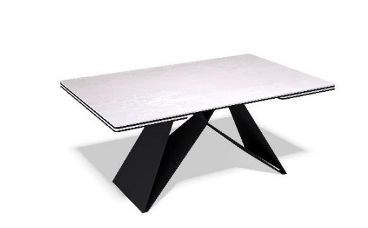 Кухонный раздвижной стол KB1400, черный/керамика белая в Вологде - изображение