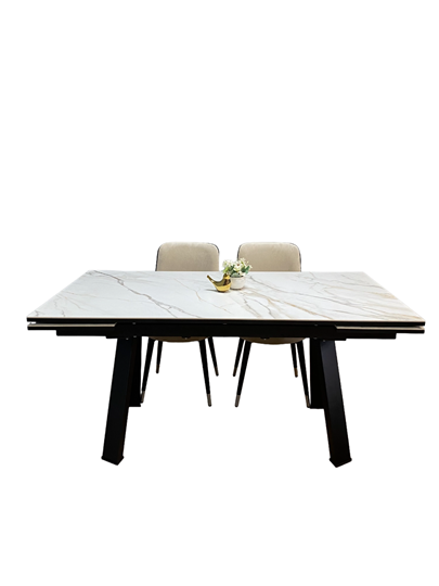 Кухонный раздвижной стол KL1600, черный/керамика мрамор золотой в Вологде - изображение 2