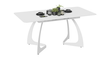 Раздвижной стол Конкорд Тип 2 (Белый муар/Стекло матовое белое) в Вологде - предосмотр 1