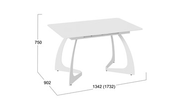 Раздвижной стол Конкорд Тип 2 (Белый муар/Стекло матовое белое) в Вологде - предосмотр 7