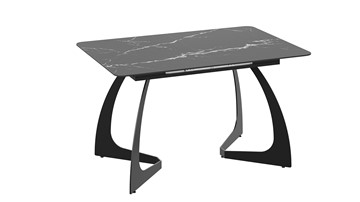 Кухонный раскладной стол Конкорд Тип 2 (Черный муар/Стекло матовое черный мрамор) в Вологде - предосмотр 2