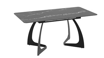 Кухонный раскладной стол Конкорд Тип 2 (Черный муар/Стекло матовое черный мрамор) в Вологде - предосмотр 3