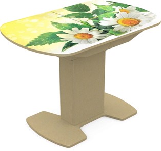 Кухонный стол раздвижной Корсика исп. 1 Фотопечать (Цветы №3) 1100(1415)*700 в Вологде