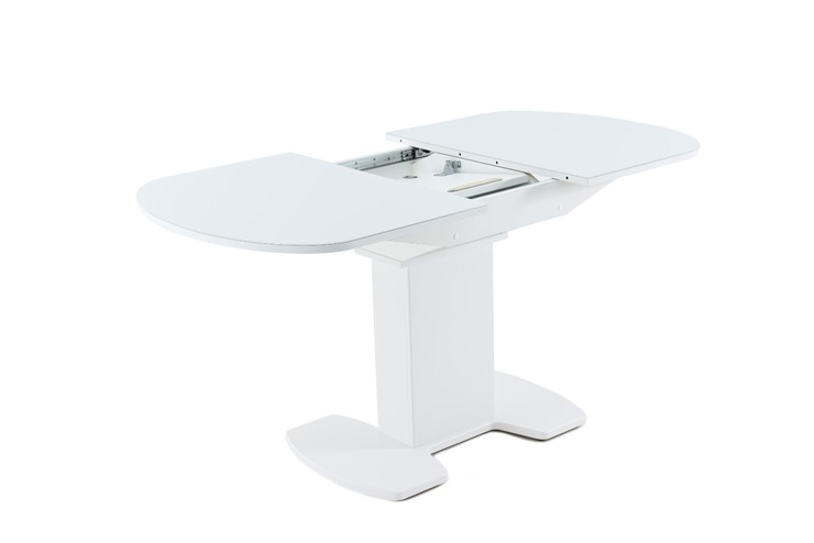 Кухонный раскладной стол Корсика исп. 1 (Стекло Белое, Opti) 1100(1415)*700 в Вологде - изображение 2
