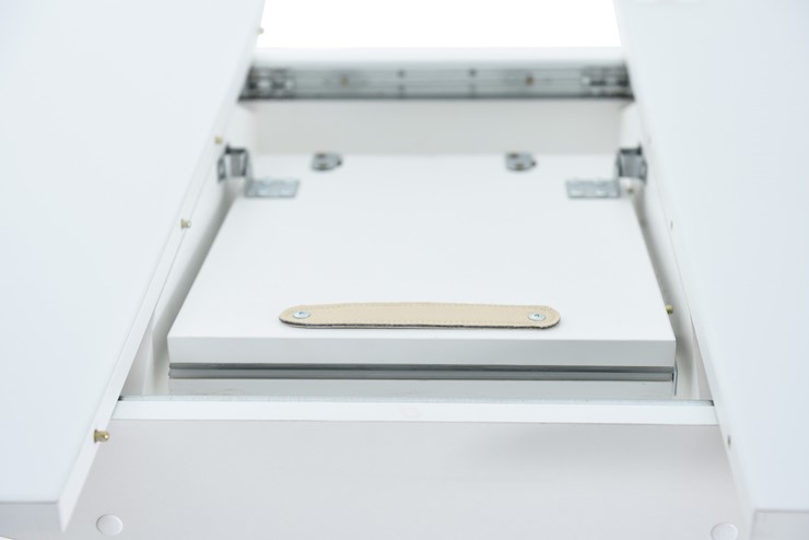 Кухонный раскладной стол Корсика исп. 1 (Стекло Белое, Opti) 1100(1415)*700 в Вологде - изображение 8