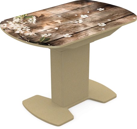 Кухонный раскладной стол Корсика исп. 2 Фотопечать (Дерево №7) 1200(1515)*800 в Вологде - изображение