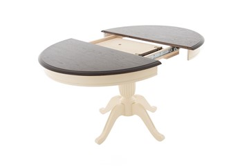 Кухонный стол раздвижной Леонардо-1 исп. Круг 1000, тон 10 Покраска + патина с прорисовкой (на столешнице) в Вологде - предосмотр 2