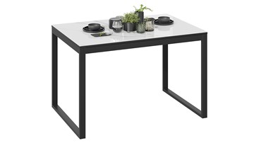 Раздвижной стол Маркус Тип 1 (Черный муар, Стекло белый мрамор) в Вологде - предосмотр