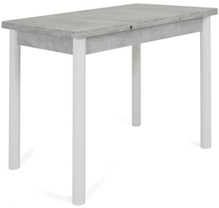 Обеденный раздвижной стол Милан-1 EVO, ноги металлические белые, светлый цемент в Вологде - предосмотр