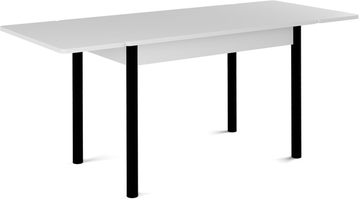 Кухонный стол раздвижной Милан-1 EVO, ноги металлические черные, белый цемент в Вологде - изображение 1