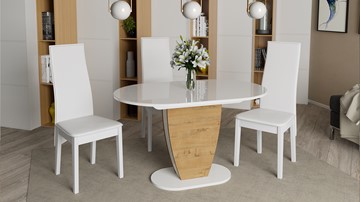 Кухонный стол раскладной Монреаль тип 1 (Белый глянец/Бунратти) в Вологде - предосмотр 2