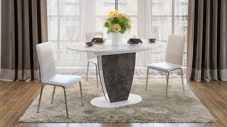 Кухонный раздвижной стол Монреаль тип 1 (Белый глянец/Моод темный) в Вологде - изображение 2