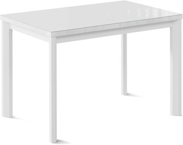 Обеденный раздвижной стол Нагано-1G (ноги металлические белые, стекло cristal/белый цемент) в Вологде