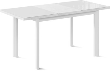 Стол раздвижной Нагано-3G (ноги металлические белые, стекло cristal/белый цемент) в Вологде - предосмотр 1