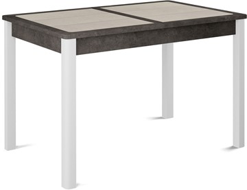 Кухонный стол раздвижной Ницца-1 ПЛ (ноги белые, плитка бежевая/серый камень) в Вологде - предосмотр
