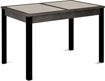Обеденный раздвижной стол Ницца-1 ПЛ (ноги черные, плитка бежевая/серый камень) в Вологде