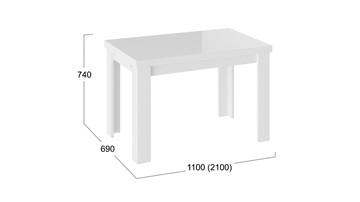 Стол раздвижной Норман тип 1, цвет Белый/Стекло белый глянец в Вологде - предосмотр 2