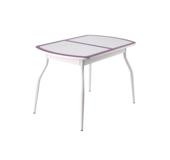 Кухонный стол раздвижной ПГ-01 СТК, белый/фиолетовый/крокодил белый/белый в Вологде - изображение 1