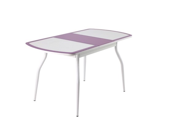 Кухонный стол раздвижной ПГ-01 СТК, белый/фиолетовый/крокодил белый/белый в Вологде - изображение