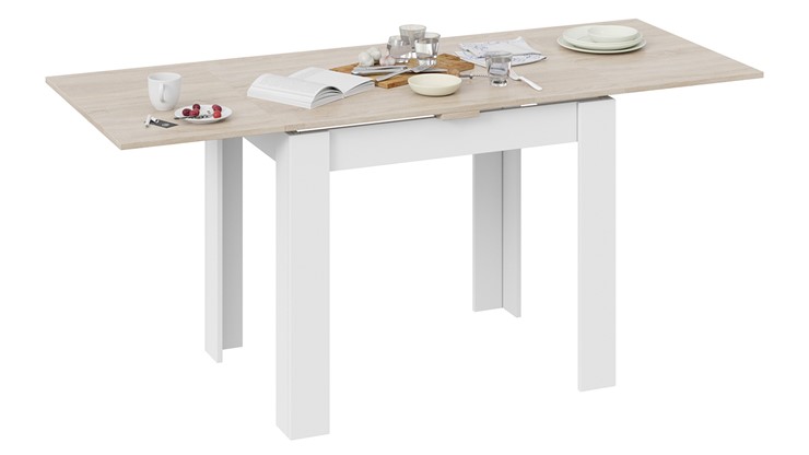 Кухонный раскладной стол Промо тип 3 (Белый/Дуб сонома светлый) в Вологде - изображение 3