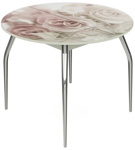 Кухонный стол раздвижной Ривьера - Круг, ноги метал. крашеные №24, ФП (Цветы №41) в Вологде