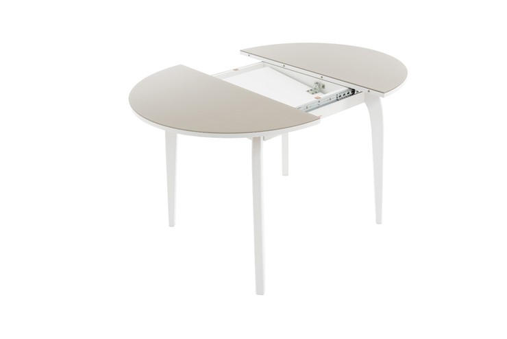 Кухонный стол раскладной Ривьера исп. круг хром №5 (стекло белое/белый) в Вологде - изображение 7