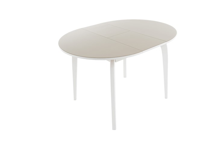Кухонный раздвижной стол Ривьера исп. круг хром №5 (стекло белое/черный) в Вологде - изображение 2