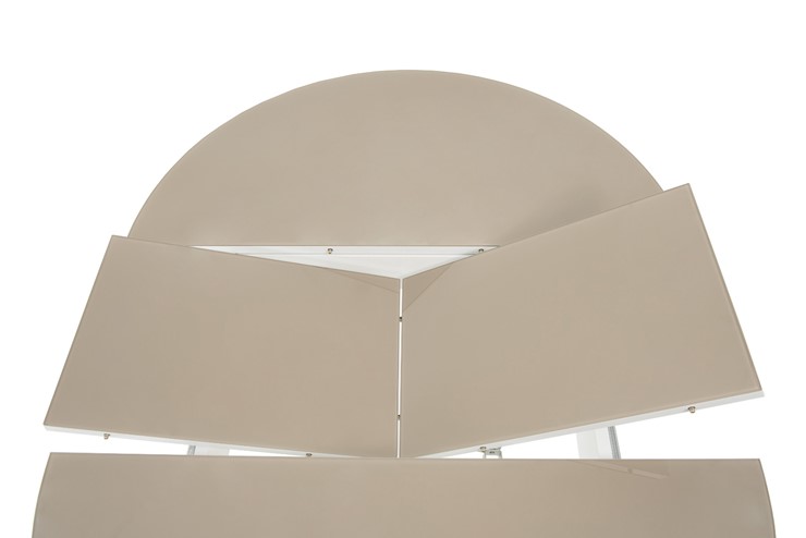 Кухонный раздвижной стол Ривьера исп. круг хром №5 (стекло белое/черный) в Вологде - изображение 4