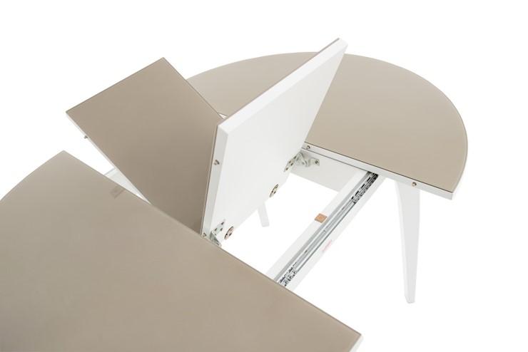 Кухонный раздвижной стол Ривьера исп. круг хром №5 (стекло белое/черный) в Вологде - изображение 5